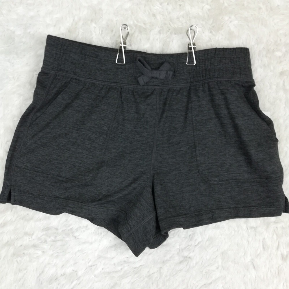 90 Degree Reflex Girls Shorts Heather Charcoal Athletic Pull On Lounge 12 New